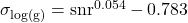 \sigma_{\rm log(g)} = {\rm snr}^{−0.054}-0.783