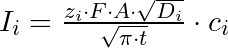I_{i} = \frac{z_{i} \cdot F \cdot A \cdot \sqrt{D_{i}}}{\sqrt{\pi \cdot t}} \cdot c_{i}