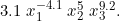 3.1\;x_1^{-4.1}\;x_2^{5}\;x_3^{9.2}.