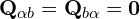 \mathbf{Q}_{\alpha b} = \mathbf{Q}_{b\alpha} = \mathbf{0}