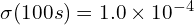 \sigma(100s) = 1.0 \times 10^{-4}