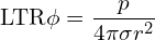 \[\text{\textdir LTR}\phi = \frac{p}{4\pi \sigma r^2}\]