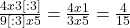 \frac{4 x 3 [:3]}{9 [:3] x 5}=\frac{4 x 1}{3 x 5} = \frac{4}{15}